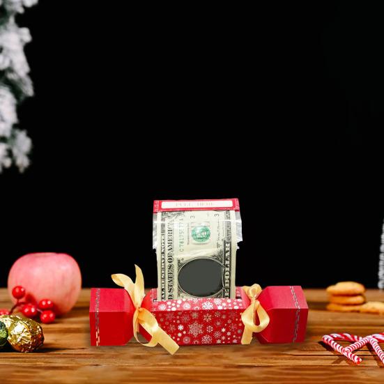 Рождественский сюрприз, выдвижной мешочек для денег, выдвижная подарочная коробка для денег, прямоугольный держатель для денег с лентой для подарка наличными