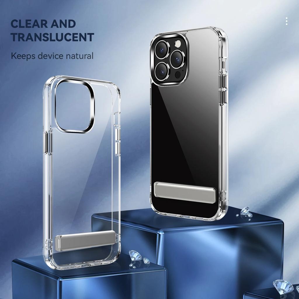 Кристально прозрачный чехол MagSafe для iPhone 15 14 13 12 Pro Max с подставкой, усиленная магнитная сила, защита от пожелтения, тонкий чехол для телефона