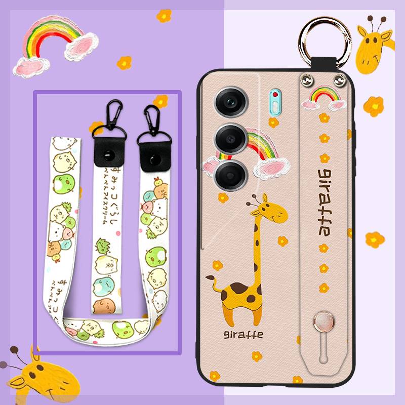 Милый противоударный чехол для телефона для Tecno Camon40 Pro 4G/5G/CM6/CM7 Задняя крышка Мультяшное кольцо Грязеотталкивающая Подставка Прочный