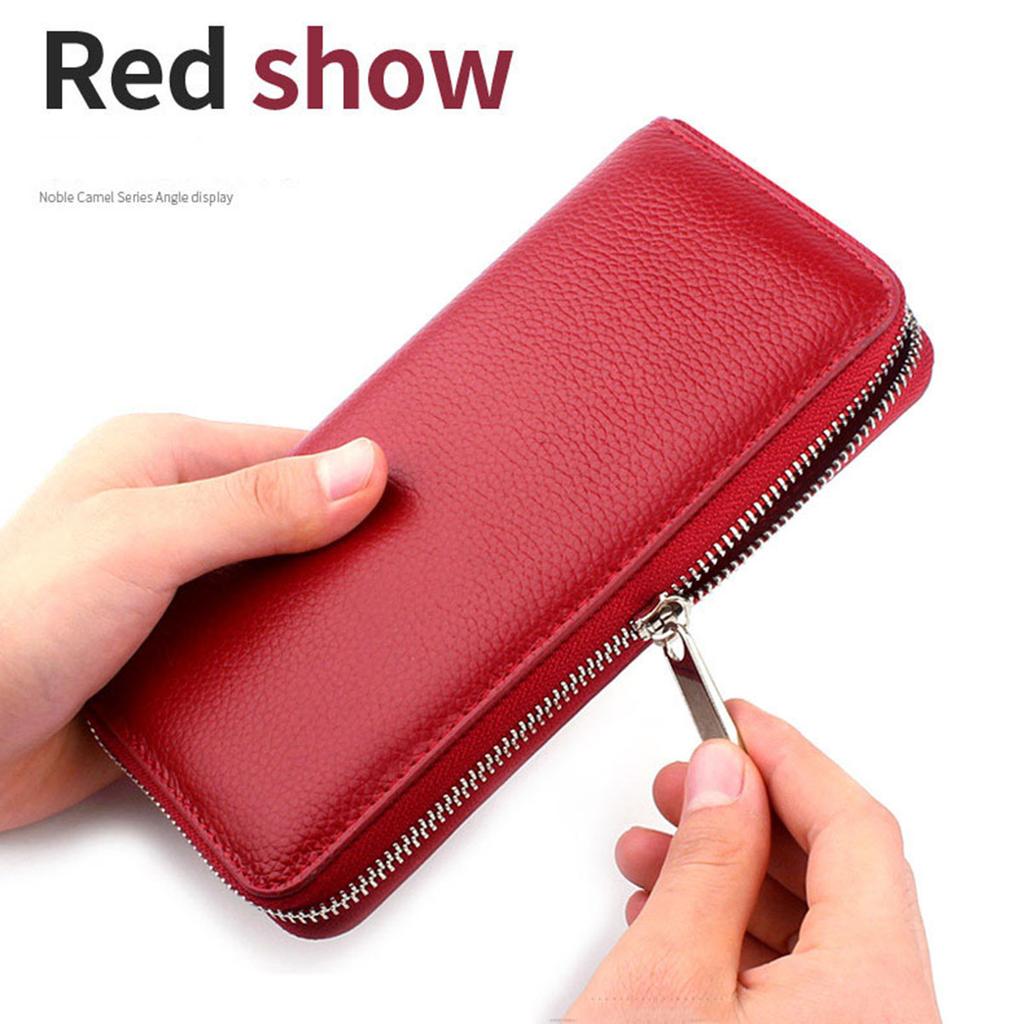 Женский кошелек из натуральной кожи, большой вместительный мужской кожаный клатч, модный длинный стандартный кошелек на молнии, сумка для денег
