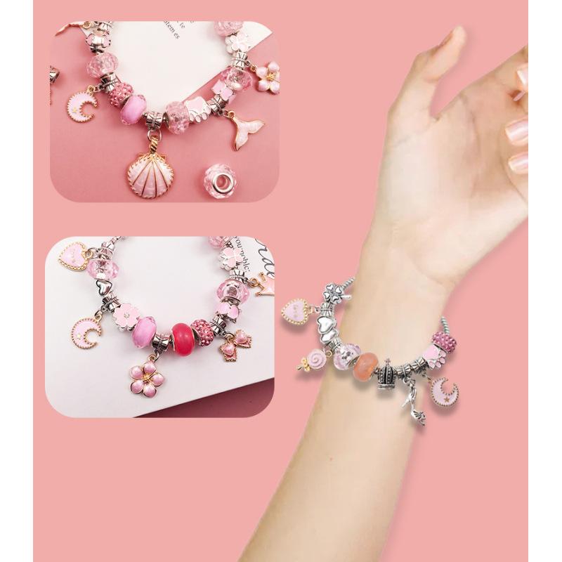 Детский комплект материалов ручной работы «сделай сам», ожерелье из бисера, 66 шт., креативное ювелирное украшение, подарочная коробка, подарок на день рождения для девочек