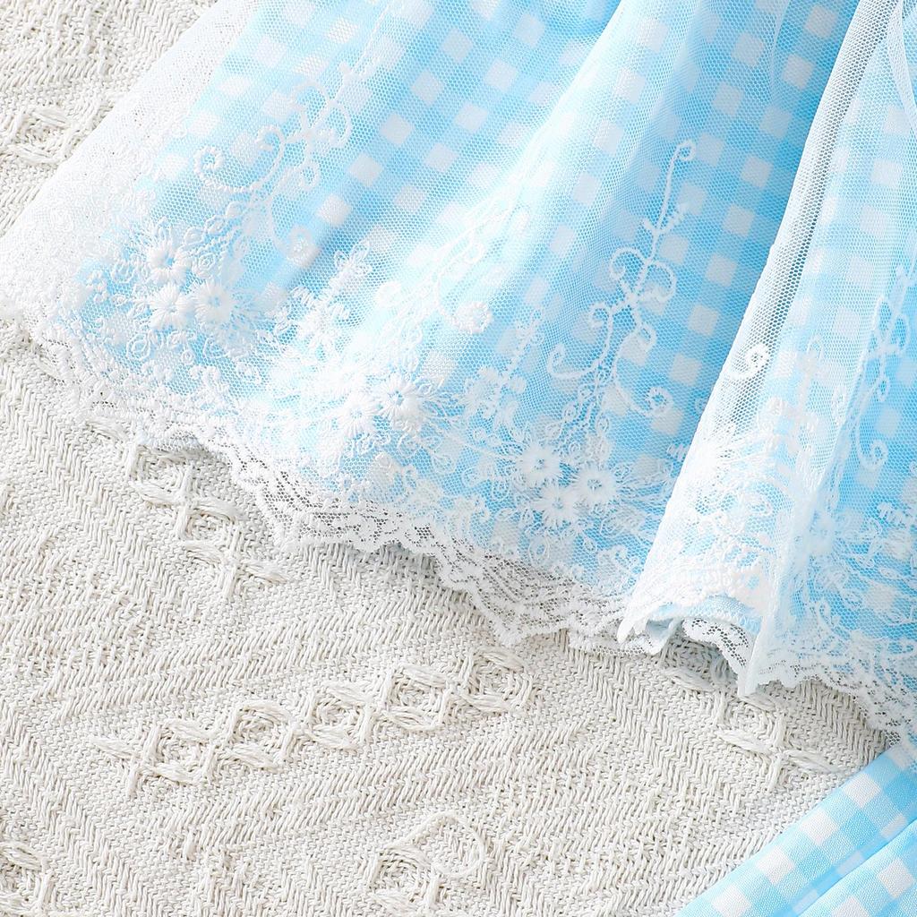 Летний сладкий набор в клетку с вышивкой кролика: Топ на бретельках и широкие брюки для девочек