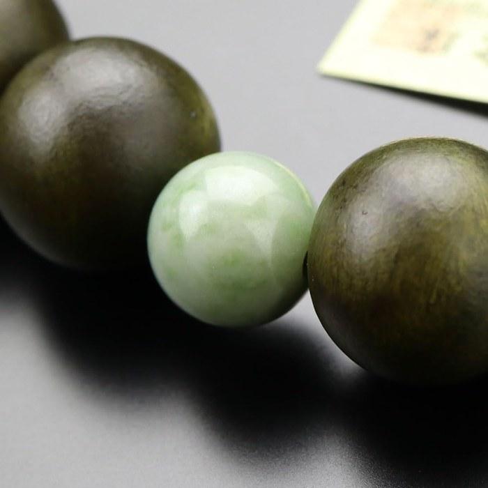 [Nenzu] Jodo Shinshu Prayer Beads - Men's 18 Beads - Green Sandalwood & Sodalite - Silk Cord - 101180006 (with Prayer Bead Bag)