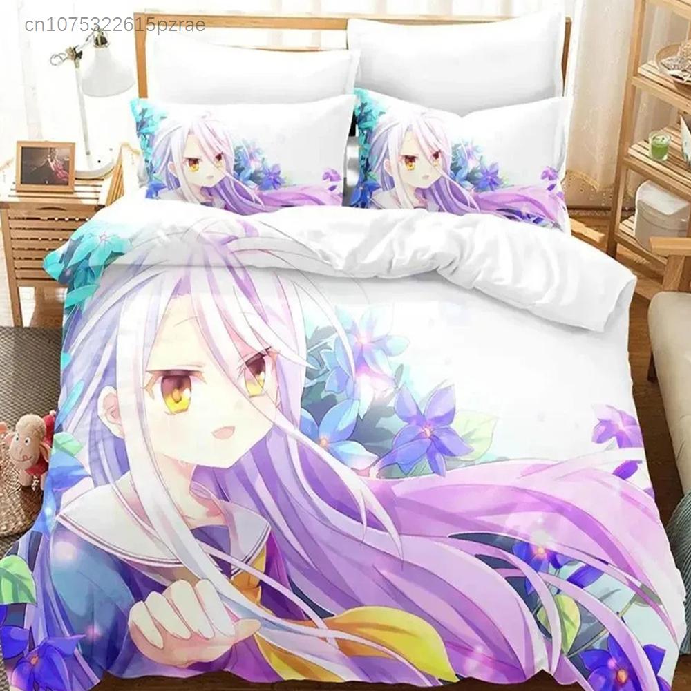 No Game No Life Постельное белье Мультяшное Аниме Взрослая Спальня Мальчиков Комплекты Пододеяльников 3D Кавайная Девочка