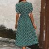 Summer Women Floral Print Long Dress O Neck Short Sleeve Holiday Style