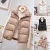 Women Winter Coat with Zipper Pockets Zip-up Closure Padded Turn-down Collar Sleeveless Solid Color Outdoor Leisure Sports Down Waistcoat