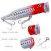 1pc Popper Fishing Lure 7.2cm/9.4g Hard Bait Artificial Topwater Bass Trout Pike Wobbler Fishing Tackle With 2 Treble Hooks