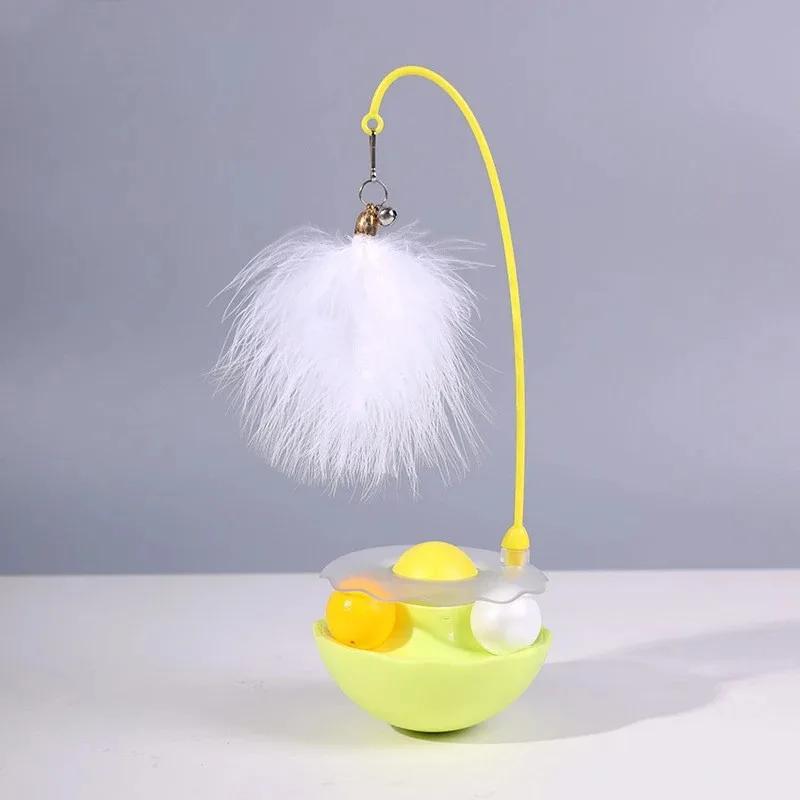 Tumbler Cat Toy Removable Stick Feather Scratching Ball Anti-Bite Turntable Interactive Toy Interesting Pet Supplies cat toys