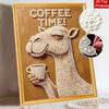 Pearl painting diy sticky diamond creative coffee time llama diamond painting kit living room hanging painting