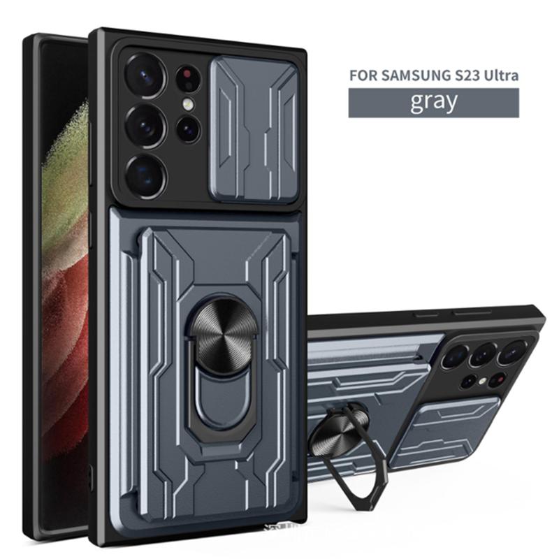 Ring Armor Card Slot Case For Samsung Galaxy A54 A53 A04S A14 S21 S22 S23 Ultra Plus Xiaomi Redmi Note 11 iPhone 14 13 12 11 Pro Max Shockproof Cover