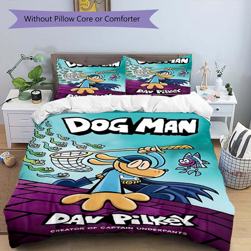 3pcs DogMan1 Design Cover Set - HD Printed Bedding with 1 Cover and 2 Pillowcases - Perfect for Home and Dorm Decor