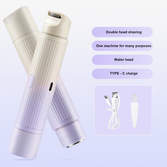 Женская электробритва с двумя головками, USB-перезаряжаемая, водонепроницаемая, портативная, для лица, тела, зоны бикини, рук, ног, эпилятор, бритва, триммер