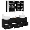 Bathroom Furniture Set 4 pcs Black Oak Engineered Wood and Glass