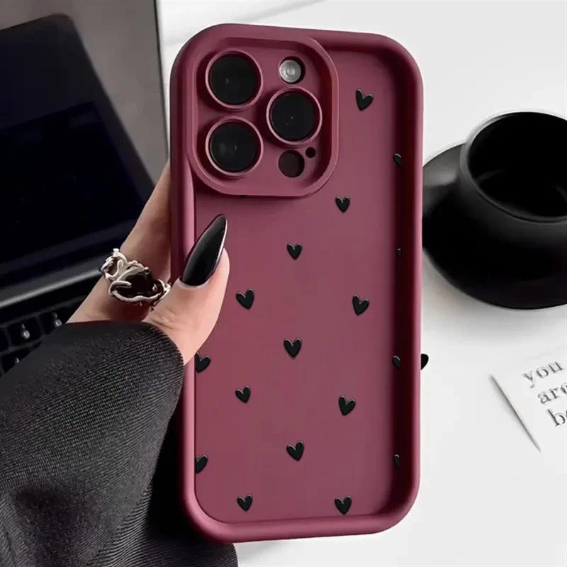 Чехол для телефона iPhone 16 15 13 14 12 11 Pro Max 7 8 15 16 Plus XR X XS Max SE2022 С принтом 'Любовное сердце' Матовый Мягкий Ударопрочный Чехол