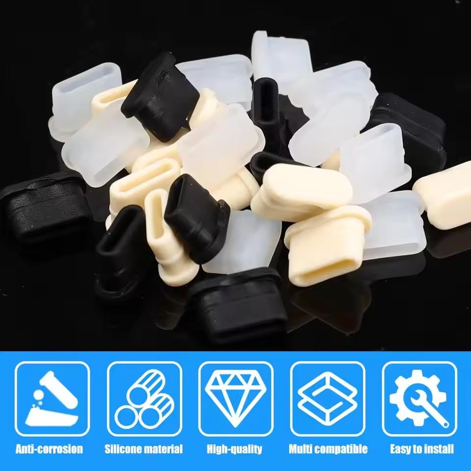Type C Dustplugs USB-C Dust Cover Soft Silicone Type-C Charging Port Protector Protective Anti-dust Caps for IPhone Samsung
