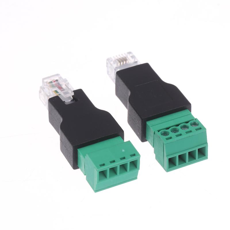 1/2 шт. 6P4C Штекер на 4-контактный винтовой клеммный преобразователь RJ11 Ethernet-разъем для телефонного приемника Удлинительный кабель-адаптер