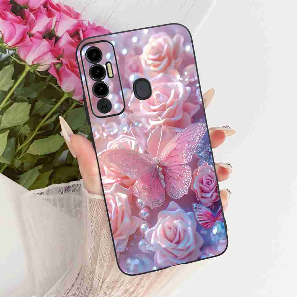 Simple Design Cartoon For Tecno Spark 7P KF7j Case Silicone TPU Black Cover For Tecno Spark7P 7p 6.8" Bumper Phone Cases Fundas