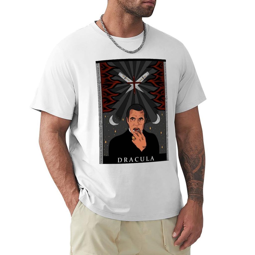 Dracula Tarot Card TShirt Basic Solid Color Casual Tee Shirt