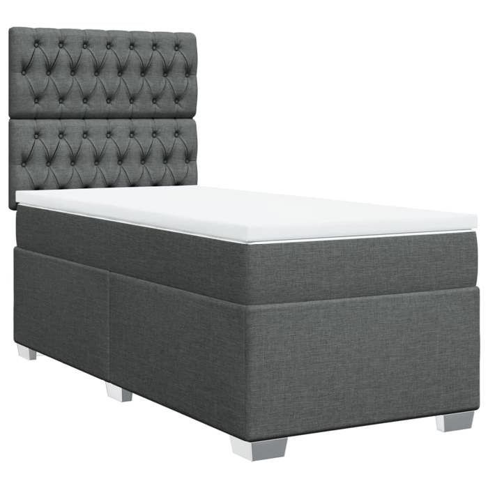 Cadre de lit avec matelas - Maison Exclusive - 90x200 cm - Gris foncé - Tête de lit incluse