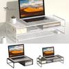 Computer Elevated Rack Monitor Stand Double-Layer Design High Stability Ventilated Laptop Stand Office Desk Storage Organizer