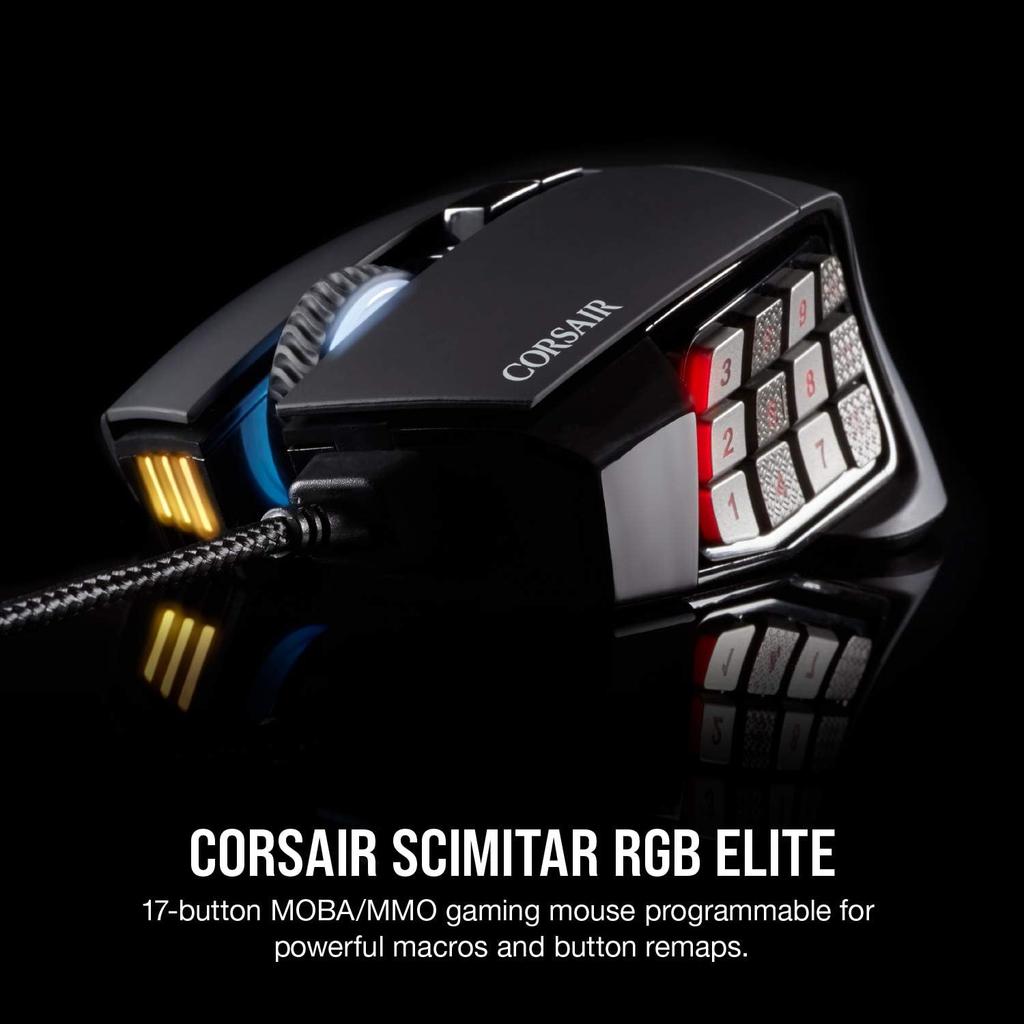 Игровая мышь Corsair Scimitar Rgb Elite, проводная, для MMO/MOBA, черная Elite