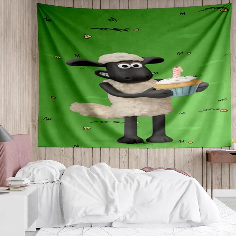 1PC Sheep And Shaun Adventure Tapestry Accessories Playroom Tapestry, for Bedroom,Livingroom, dormitory Room Wall Decor Fan Birthday Gifts