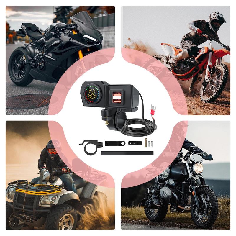 Автомобильное зарядное устройство USB, быстрая зарядка, розетка, двойная розетка на руль мотоцикла, для мотоциклов, грузовиков, автомобилей, автофургонов, внедорожников
