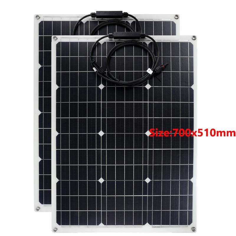 Комплект солнечных панелей 300 Вт, 18 В, гибкая солнечная батарея с контроллером 30 А-100 А, внешний аккумулятор для наружного телефона, iPad, кемпинга, автофургона, автомобиля, лодки