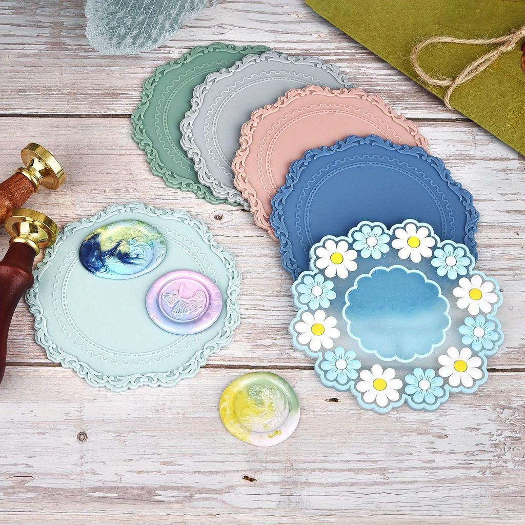 Silicone Sealing Wax Board Pad Round Lace Wax Seal Fire Lacquer Mold Paint Backing For DIY Wedding Party Gifts Sealling Wax Pads