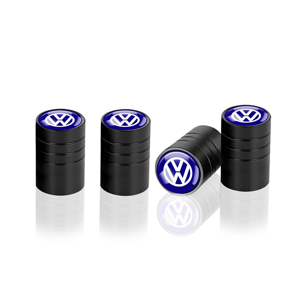 4Pcs Car Metal Wheel Tire Air Valve Dust Caps Accessories With Logo For Volkswagen Golf Rline Passat GTI Sagitar Scirocco Tiguan