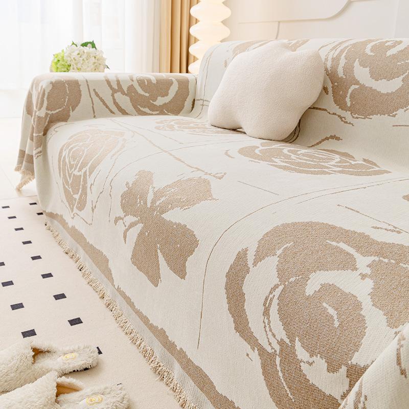 Чехол на диван для гостиной, всесезонное универсальное противоскользящее пылезащитное сиденье, подушка из синели, жаккардовое полное покрытие, изысканное одеяло