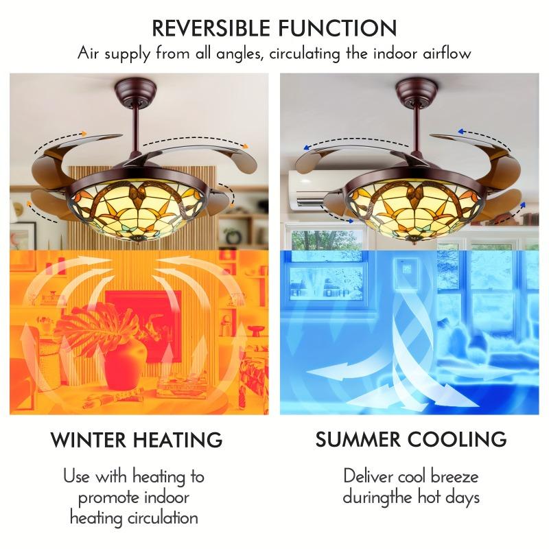 42-дюймовый выдвижной потолочный вентилятор с лампой и пультом дистанционного управления, двухсторонняя люстра