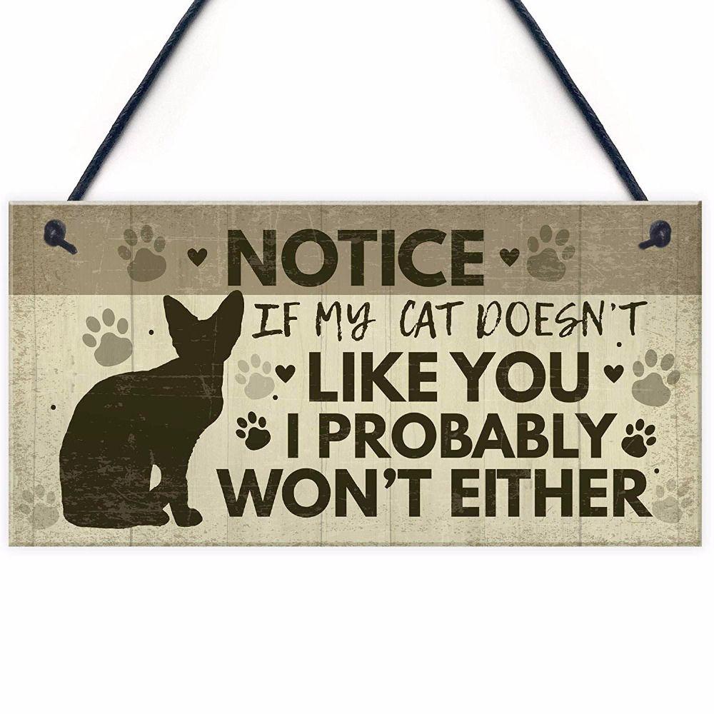 Garden Kitchen Wall Decor Funny Home Decoration Wood Cat Coop Toys Plaque Cat Sign