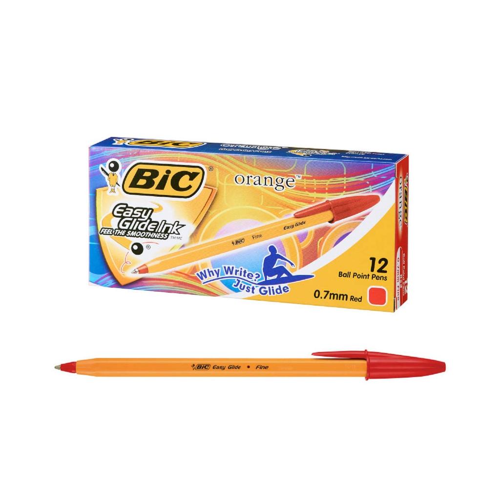 BIC Шариковая ручка Набор ORGF12EGRED Ручка на масляной основе, Оранжевая, 0,7 мм, Красная, 12,