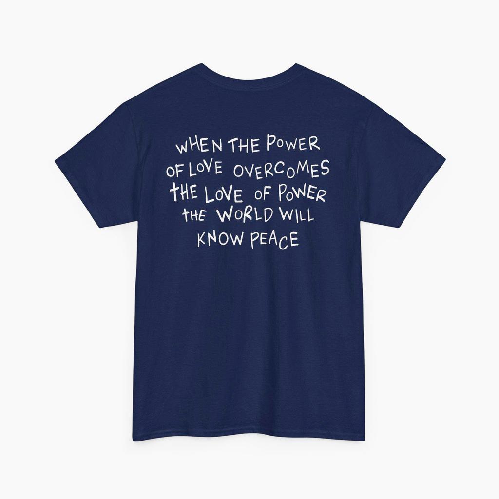 Peace Quote Inspirational Text Back Print Tshirt Unisex Soft Cotton Loose Motivational Minimalist Casual Daily Streetwear Tee