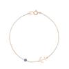 14K Gold Bracelet Chain Blue Cubic Anchor