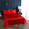 32 3pcs/set Soft Solid Color Flat Sheet Silk Bed Sheet Cover Size 170*230/230*250cm King Full Queen Bedspread +2 Pillowcase