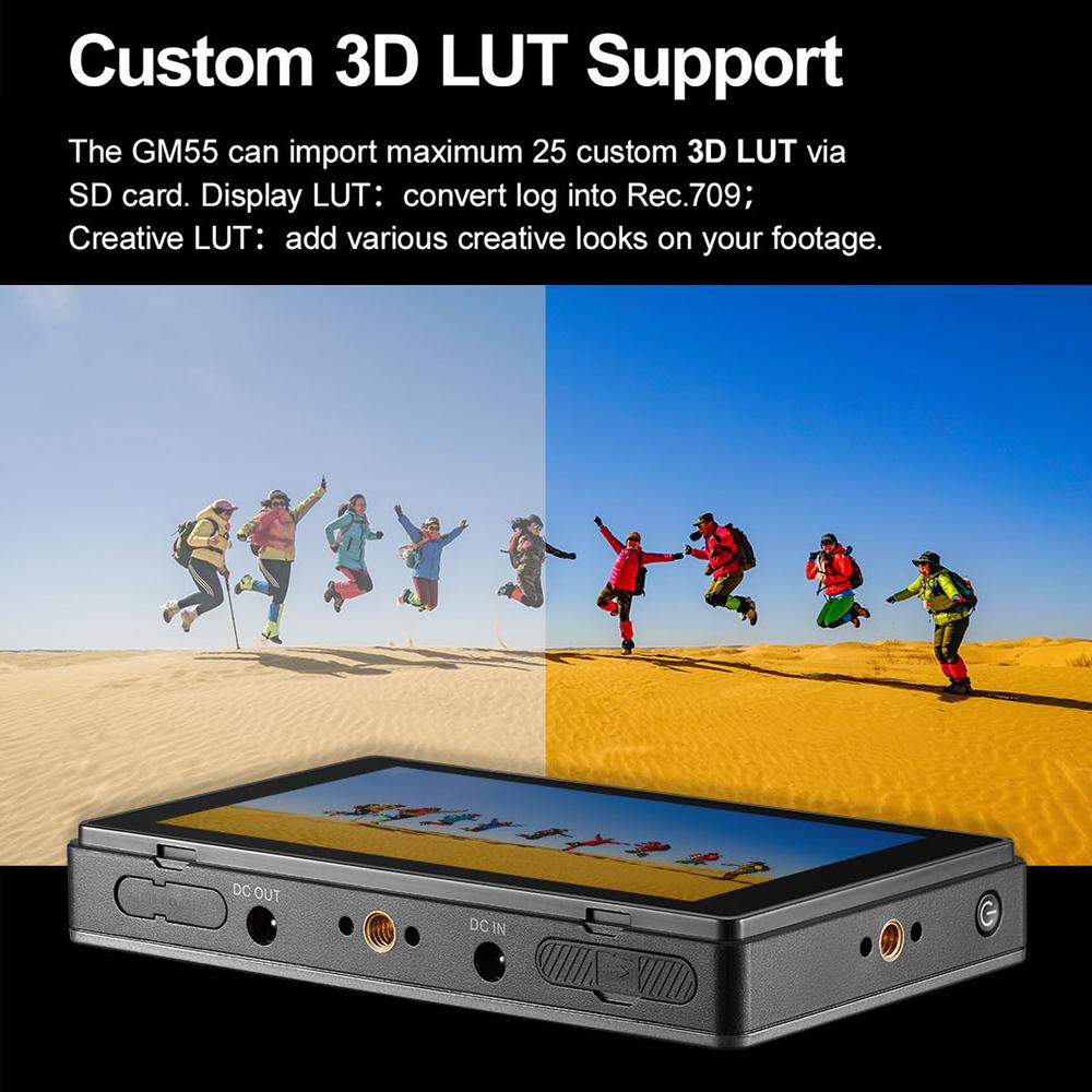 Godox GM55 5,5-дюймовый сенсорный экран IPS Накамерный монитор 4K HDMI-выход Широкий угол обзора 160 градусов 3D LUT