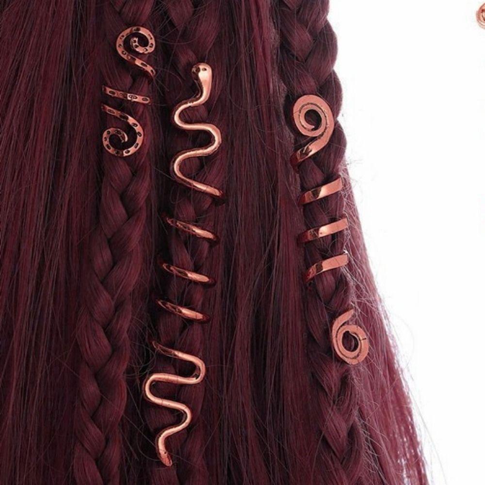 3pcs Metal Cuff Clips Viking Beads Celtic Knot Dreadlock Beads Hair Braid Rings for Women Girls