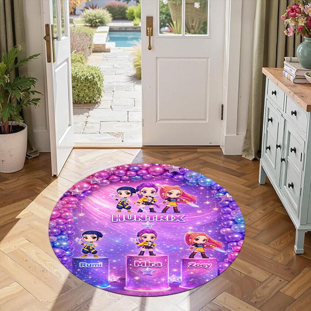 K-pop Round Floor Mat Design for Outdoor Study room Game Room Decorate room Anti-slip Round Rug Decorate Offices