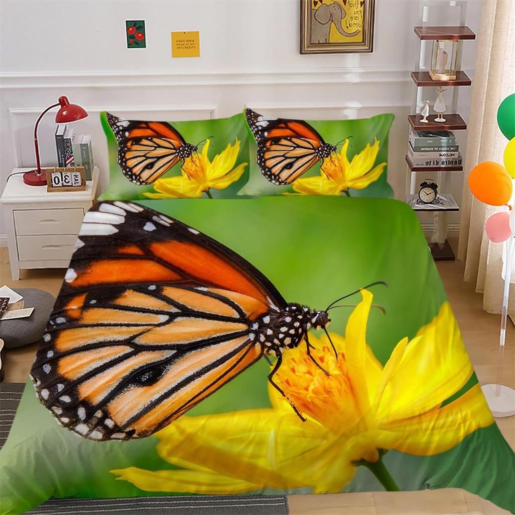 3D комплект постельного белья с цветами и бабочками, крыло насекомого, пододеяльник, наволочка, 2 или 3 шт., AU240 * 270, очень большой размер, украшение для дома