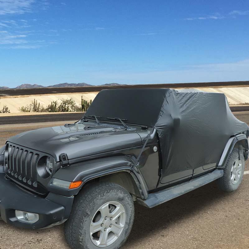 Водонепроницаемый всепогодный солнцезащитный козырек для лобового стекла, кожаный автомобильный чехол, подходит для Jeep Wrangler JL, 4-дверная версия 2018-2023, внешние аксессуары