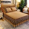 European Embroidery Lace Velvet Bedspread Ruffle Queen Double Embossed Quilted Cotton Bed Cover King Bedskirt Set Soft Warm 3pcs