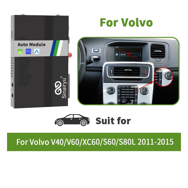 Sinairyu Беспроводной комплект CarPlay Android Auto, совместимый с Volvo S60 V40 V60 XC60 S80L 2015-2019 Mirror-Link