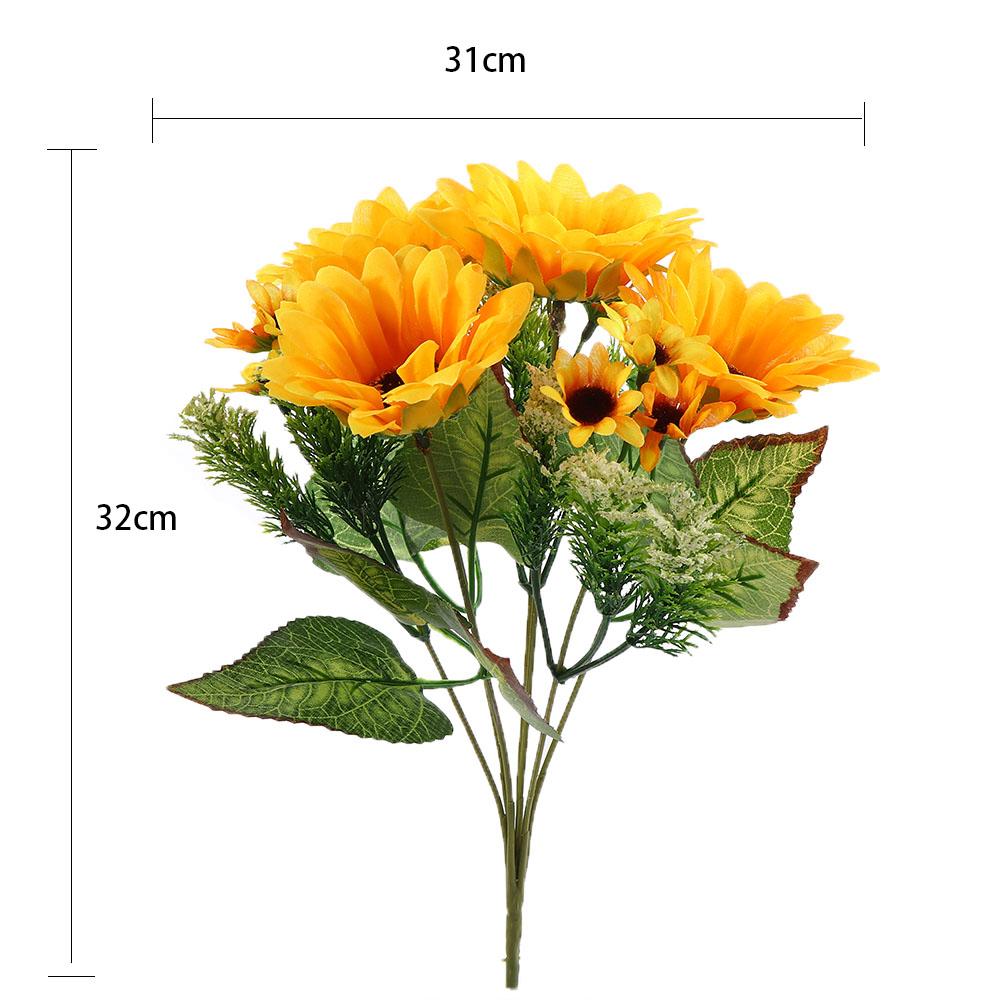 7 Braches Party Garde DIY Wreath Home Decoration Yellow Sunflower Artificial Flowers Flower Bouquet