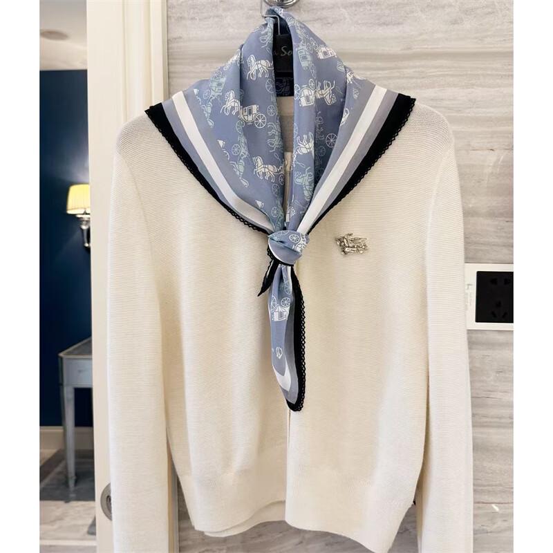 NINA SOLOR Double Crepe Mulberry Silk Square Scarf