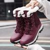 Women's Winter Warm Shoes Ankle Boots Anti-slip Black Snow Boots Womens Lace Up Plus Size Boots