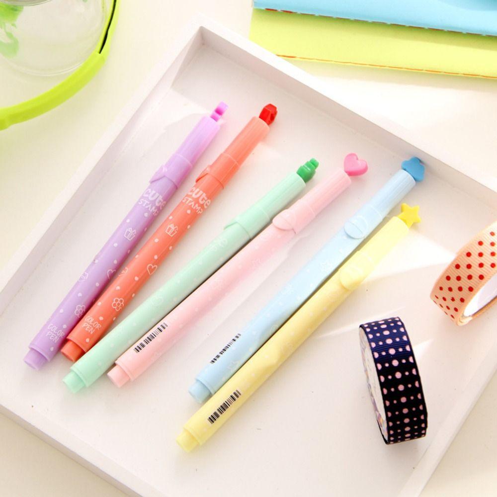 Candy Color Highlighters Pen Journal Diary Decoration Highlighter Cute Stamp