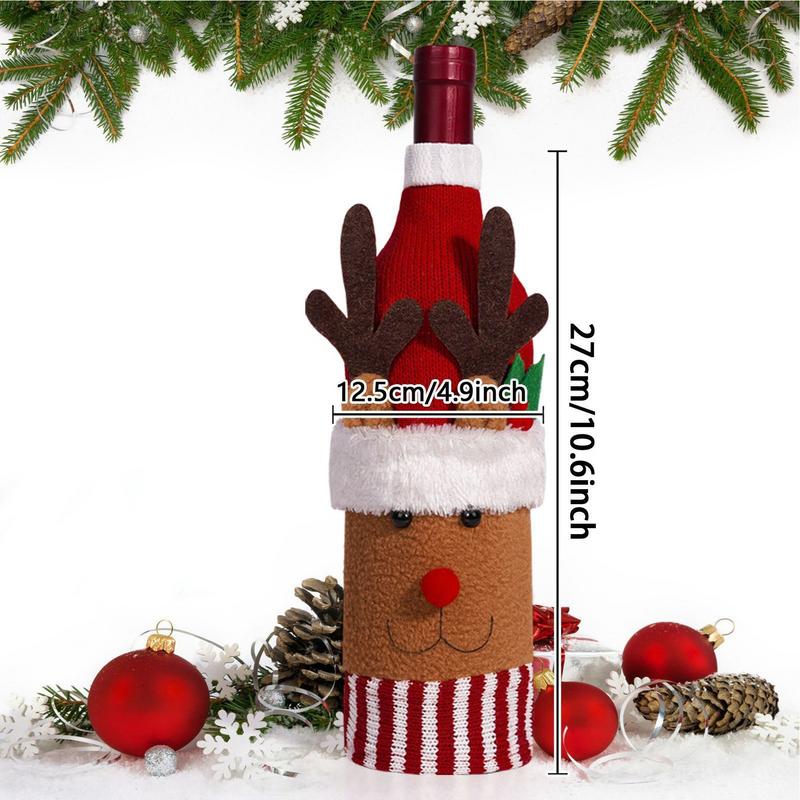 Рождественский свитер из винной бутылки, вязаный рождественский декор для винной бутылки, стильное и изысканное украшение стола для рождественских праздников