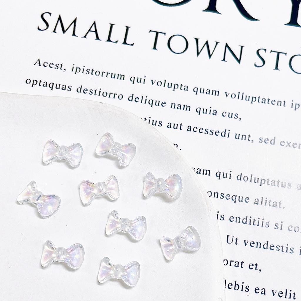 Hot Selling Aurora Butterfly Nail Art Accessories Bow Tie Ribbon Wearable Nails DIY Ice Transparent Super Fairy Resin Decorations